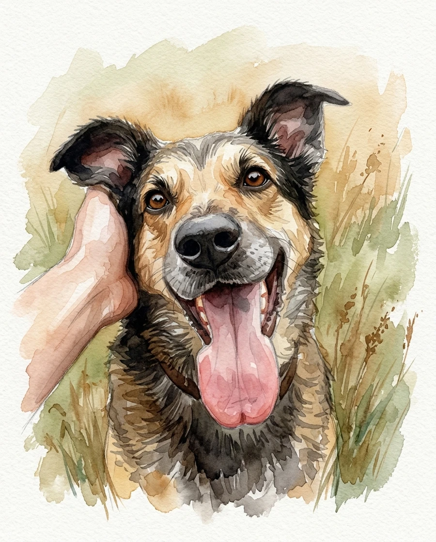 Retrato em aquarela do cachorro