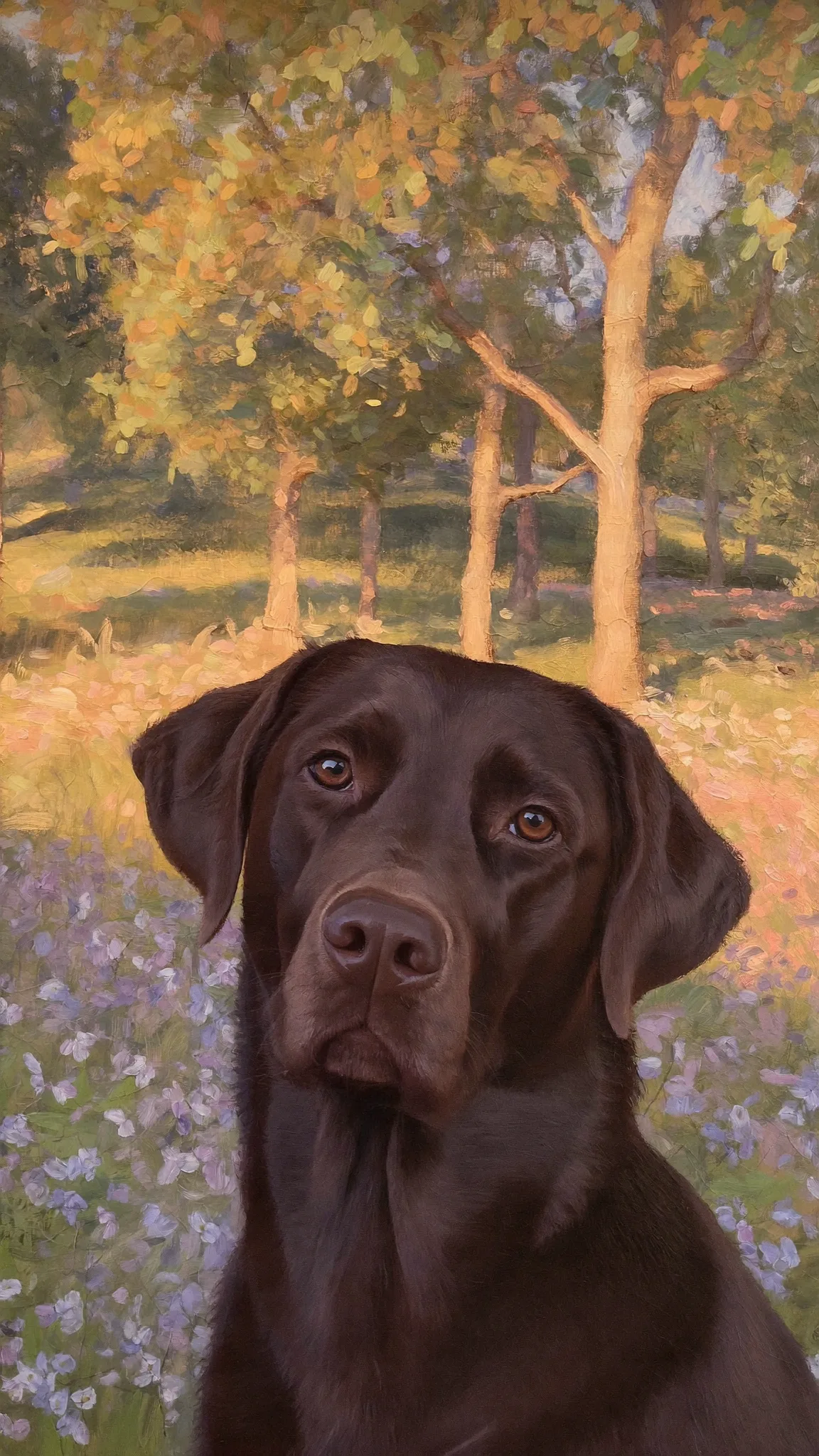 Labrador chocolate em impressionista